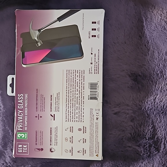 Gen Tek 3 Pk Privacy Glass HD Tempered Screen Protectors Fits iPhone 14 13 12 - Picture 2 of 16